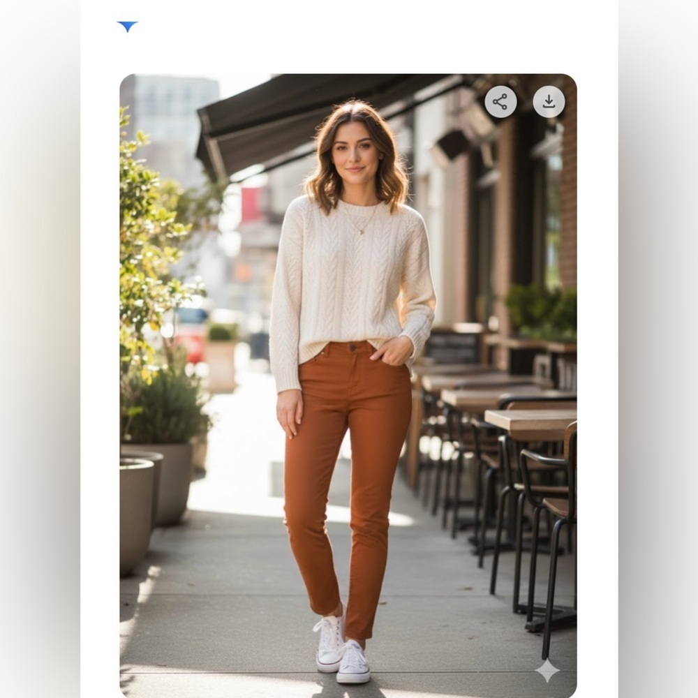 Nanette Lepore Women's Cotton Burnt Orange Straight Leg Pants